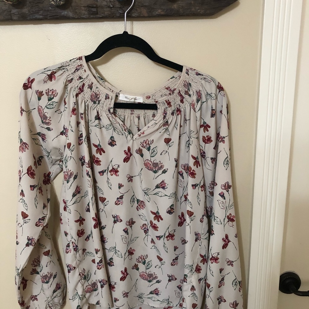 Pink floral blouse